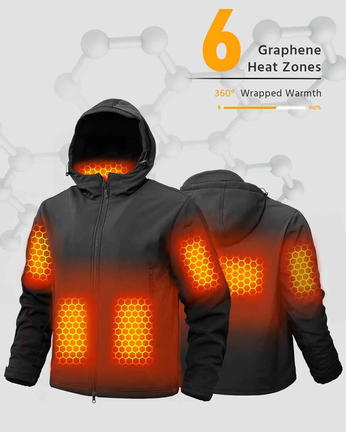 Ultimate Men's Graphene Heated Soft Shell Jacket - 12V 18400mAh for Maximum Warmth and Comfort