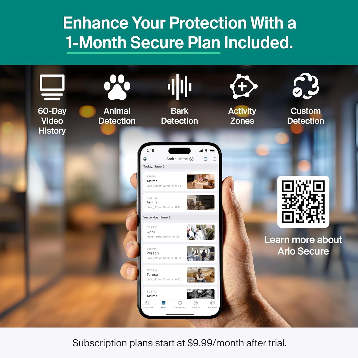 Essential Indoor Pan Tilt Security Camera 2K (2025 Release) - Wired Plug-In Power, Person Recognition, Animal Detection, Animated Preview, 1-Month Secure Plan, Auto Motion Tracking, 1 Cam, White